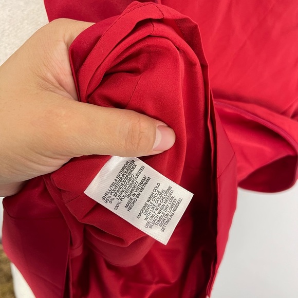 Allen B True Red Satin Ruffle V Neck Elegant Date Dress - Picture 6 of 6